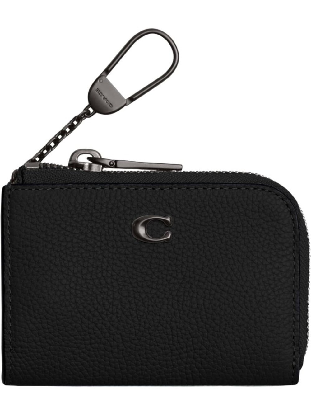 Pebble Leather Zip Key Case with Sculpted Hardware - Stylish & Durable Accessory